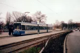 Munich tram line 27 with low-floor articulated tram 2127 at Petuelring (1998)