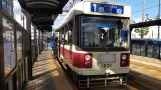 Nagasaki tram line 1 with railcar 1201 at Dejima (2017)