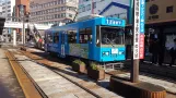 Nagasaki tram line 1 with railcar 1505 at Nagasaki Eki-Mao (2017)