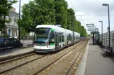 Nantes tram line 1 with low-floor articulated tram 383 at Manufacture (2010)