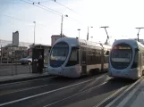 Naples tram line 1 with low-floor articulated tram 1115 at Vespucci - Garibaldi (2014)