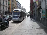 Naples tram line 1 with low-floor articulated tram 1122 on Corso Giuseppe Garibaldi (2014)
