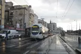 Naples tram line 4 with low-floor articulated tram 1112 at Vespucci - Garibaldi (2014)