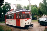 Naumburg (Saale) railcar 34 in front of the depot Naumburger Straßenbahn (Heinrich-von-Stephan-Platz) (2001)