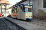 Naumburg (Saale) railcar 50 at the depot Naumburger Straßenbahn (Heinrich-von-Stephan-Platz) (2014)