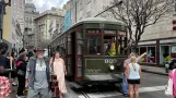 New Orleans line 12 St. Charles Streetcar with railcar 920 at French Quarter (2024)