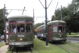 New Orleans line 12 St. Charles Streetcar with railcar 932 at Carrollton  S. Claiborne Avenue (2010)