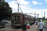 New Orleans line 12 St. Charles Streetcar with railcar 948 at Carrollton  S. Claiborne Avenue (2010)