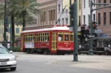 New Orleans line 47 Canal Streetcar with railcar 2003 on Canal street (2010)