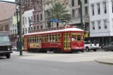 New Orleans line 47 Canal Streetcar with railcar 2012 on Canal street (2010)