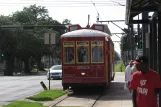 New Orleans line 47 Canal Streetcar with railcar 2013 at Canal / Carrollton (2010)