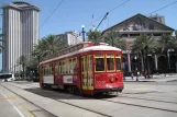 New Orleans line 47 Canal Streetcar with railcar 2013 near Canal / S Peters (2010)