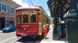 New Orleans line 49 Riverfront with railcar 2024 at St. Ann St. (2018)