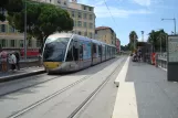 Nice tram line 1 with low-floor articulated tram 017 at Opéra - Vieille Ville (2016)