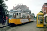 Nordhausen tram line 1 with articulated tram 77 at Bahnhofsplatz (1993)