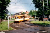 Norrköping tram line 3 in the intersection Norra Promenaden/Drotninggaten (1995)