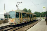 Nuremberg tram line 5 with articulated tram 371 at Tullnaupark (Norikerstraße) (1998)