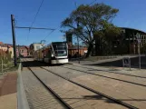 Odense low-floor articulated tram 07 "Drømmen" close by Albani Torv (2022)