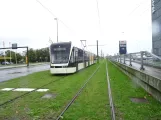 Odense low-floor articulated tram 08 "Eventyret" on Ørbækvej (2021)