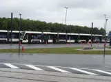 Odense low-floor articulated tram 08 "Eventyret" on the side track at Kontrol centret (2020)