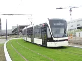 Odense low-floor articulated tram 11 "Hjemkomsten" near Hospital Nord (2021)