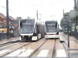 Odense low-floor articulated tram 15 "Symfonien" at Østerbæksvej Test (2021)