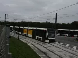 Odense low-floor articulated tram 15 "Symfonien" on the side track at Kontrol centret (2020)