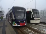 Odense Tramway with low-floor articulated tram 02 "Kompasset" at IKEA (2023)