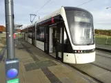 Odense Tramway with low-floor articulated tram 04 "Strømmen" at SDU Syd / Hospital Nord (2023)