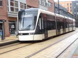 Odense Tramway with low-floor articulated tram 11 "Hjemkomsten" at ODEON (2024)
