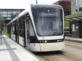 Odense Tramway with low-floor articulated tram 13 "Øjeblikket" at Campus (2024)