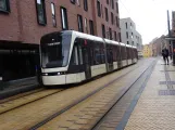 Odense Tramway with low-floor articulated tram 13 "Øjeblikket" at ODEON (2024)