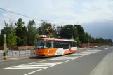 Olomouc tram line 2 with railcar 232 at Neředín, krematorium (2011)