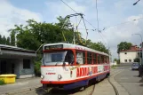 Olomouc tram line 4 with railcar 147 at Pavlovičky (2011)