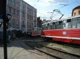 Omsk tram line 2 with railcar 58 on ulitsa Marchenko (2009)