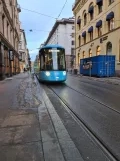 Oslo low-floor articulated tram 403 on Prinsens gate (2022)