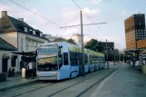 Oslo tram line 10 with low-floor articulated tram 157 at Aker brygge (2005)