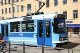 Oslo tram line 12 with articulated tram 111 at Jernbanetorget (2013)
