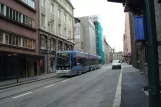 Oslo tram line 13 with low-floor articulated tram 172 on Tollbugate (2009)
