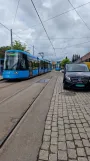 Oslo tram line 17 with low-floor articulated tram 423 at Grefsen (2024)