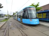 Oslo tram line 18 with low-floor articulated tram 446 at Grefsen (2024)