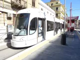 Palermo tram line 1 with low-floor articulated tram 03 at Terminal Stazione Centrale (2022)