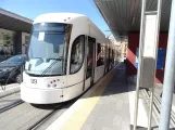 Palermo tram line 2 with low-floor articulated tram 09 at Stazione Notarbartolo (2022)