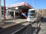 Palermo tram line 2 with low-floor articulated tram 11 at Stazione Notarbartolo (2022)