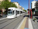 Palermo tram line 2 with low-floor articulated tram 16 on Via Emanuele Notarbartolo (2022)