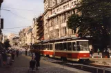 Plauen tram line 4 with articulated tram 232 on Otto-Grotewohl Platz (Tunnel) (1990)