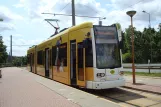 Plauen tram line 5 with low-floor articulated tram 301 at Plamag (2015)