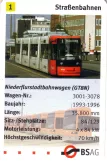 Playing card: Bremen tram line 1 with low-floor articulated tram 3058 on Langemarckstraße (2006)