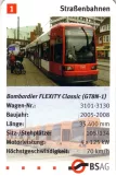 Playing card: Bremen tram line 6 with low-floor articulated tram 3102 (2006)