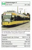 Playing card: Karlsruhe tram line 1 with low-floor articulated tram 309 near Marktplatz (2002)